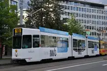 Be 4/8 245 mit der neuen IWB Werbung auf der Linie 10 am Aeschenplatz. Die Aufnahme stammt vom 09.05.2014.
