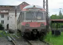 Messwagen 60 80 99-33 001-1 steht am 11. Mai 2014 im Bahnpark Augsburg ausgestellt.