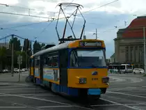 LVB - T4D-M - Betriebsnummer 2105 - Baujahr 1984 (modernisiert 1993) auf Linie 3E in Richtung Sommerfeld am Hauptbahnhof Leipzig am 13.05.2014 