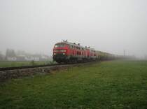 217 012 und 217 011 mit einem Kesselzug bei Heiligenstatt (27.11.2006)