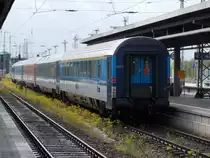 Der EC 378 nach Brno wurde,am 12.Mai 2014,in Stralsund an den Bahnsteig 3 geschoben.