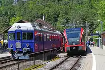 BLS/Ciné Tunnel Kino: BLS ABe 526 290.2 Nr 11 ex SOB neben Regionalzug nach Solothurn mit BLS RABe 526 282 in Oberdorf am 24. Mai 2014.
Foto: Walter Ruetsch 