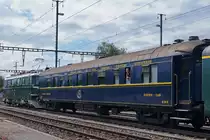 SBB/MIKADO: 2. Jungfernfahrt der Ae 6/6 11407  Aargau  vom 24. Mai 2014. Sonderzug Schaffhausen - Locarno bei der Durchfahrt Wohlen. Hinter der Lok eingereiht CIWL-Speisewagen 2749.
Foto: Walter Ruetsch