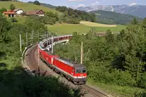 1144.083+1116 mit G-46753 am Abfaltersbachgraben-Viadukt mit der Rax im Hintergrund am Eichberg. 4.6.14