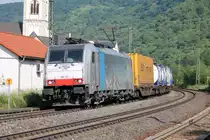 186 101 von Railpool mit Güterzug, Kamp-Bornhofen, 16.5.2014