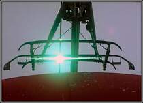 Herbstzeit - B�gelfeuerzeit. B�gelfeuer eines Taurus, aufgenommen aus dem ersten Waggon des IC 656.