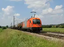 Die 1216 902 mit einem Kesselzug am 08.06.2013 unterwegs bei Bruckberg.