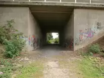 Die alte Autobahn Unterführung unter der A57. Hier führte einst das ehemalige Anschlussgleis.

Krefeld Uerdingen 22.06.2014