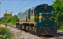 SŽ 664-117 fährt als Lokzug durch Maribor-Tabor Richtung Tezno Verschiebebahnhof. /13.6.2014