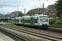 BSB-VT009 und BSB-VT 002 beim Verlassen des Freiburger (Breisgau) Hbf's in Richtung Breisach. Das Bild entstand am 03.05.14.