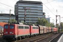 RBH 161 (140 772)+RBH 163 (140 815) mit einem leeren Kohlewagenzug am 10.9.13 in Düsseldorf-Rath.