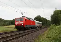 Nein, nein, nicht der kürzeste IC auf der Rollbahn, auch wenn es so ausschaut!
120101 mit Pbz 2451 am 2.7.2014 bei Hasbergen in Richtung Münster!
