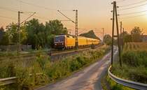 Am Ende der Tag geht DB 120 132 mit der CNL nach Kopenhagen. Hier bei Millingen 17-07-2014