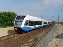 Einfahrt einer Doppeltraktion der BR646 der UBB in den Greifswalder S�dbahnhof am 01.06.03.