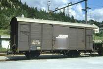 RhB - Gbk-v 5558 am 01.09.1993 in Surava - Gedeckter G�terwagen 2-achsig mit 1 offenen Plattform - Baujahr 1913 - Reich - Gewicht 7,72t - Zuladung 12,50t - L�P 8,49m - zul�ssige Geschwindigkeit 75 km/h - Lebenslauf: ex K1 5558 - 1969 Gbk-v 5558 - ? 2006 Abbruch - Hinweis: gescanntes Dia
