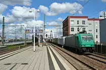 185 576-6 mit 186 909-4 und einem KLV-Zug im Schlepp am Nachmittag des 24.05.14 in Ludwigshafen (Rhein) Mitte.