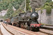 1-D-h2 Dampflokomotive 740 451 (Henschel 1922) der Italienischen Staatsbahnen, eine betriebsf�hige Museumsmaschine aus einer grossen Serie von 470 Stk. Aufgenommen in Varenna am 12. Juli 2004.  