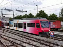 YSteC / Travys - Be 2/6 2000 beim verlassen des Bahnhof in Yverdon les Bains am 20.07.2014