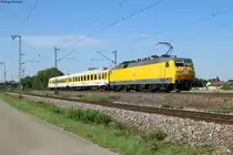 120 160-7 (120 502) mit dem Mess NbZ 94311 (Kraichtal-Bruchsal) beim Abzweig Bruchsal-Nord, 24.07.2014.