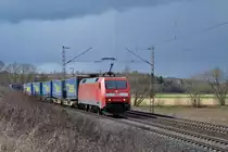 152 059-2 mit einem LKW-Walter KV am 21.02.2014 bei Einbeck-Salzderhelden.