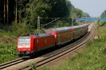 146129 mit RE nach Bremerhaven Lehe bei Ostercappeln Haaren am 29.7.2014 um 8.46 Uhr.