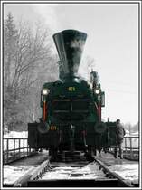 Nach der Ankunft in Wies-Eibiswald mit dem Sonderzug R 8515 am 5.2.2006 wurde 671 der GKB (Bj 1860) auf der Drehscheibe gedreht. 