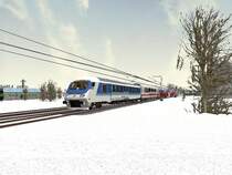 Hier fahre ich mit meinem selbst zusammengestellten InterRegio von Markt Bibart nach N�rnberg HBF. Den merkw�rdigen Fernverkehrszug schob eine BR 145 der DB Cargo!