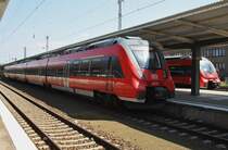 Hier 442 331-5 als RE7 (RE18714)  Airport-Express  von Berlin Lichtenberg nach Berlin Schönefeld Flughafen, dieser Triebzug stand am 19.7.2014 in Berlin Lichtenberg.