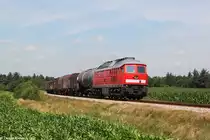 232 669 mit Güterzug am 22.07.2014 bei Ribe.