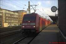 Als LR 1037 stehen BR 101 084-2, 101 003-3 und 110 202-9 im M�rz 2003 in Bremen Hbf und warten auf die Weiterfahrt in Richtung Hamburg.