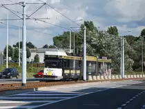 Kusttram  BN Nr.6009 verlässt Nieuwpoort-Stad in Richtung Nieuwpoort-Bad (August 2014).