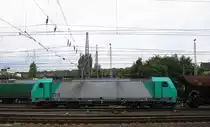 Die Cobra 2816 kommt aus Richtung Montzen/Belgien mit einem langen Kohlenzug aus Gent-Zeehaven(B) nach Garching(D) und fährt in Aachen-West ein. 
Aufgenommen vom Bahnsteig in Aachen-West am 22.8.2014.