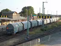 Von der Fussgängerbrücke in Bergen/Rügen fotografierte ich die Rangierarbeiten am 16.Juli 2014 die sich jeden Montag,Mittwoch und Freitag beobachten lassen.