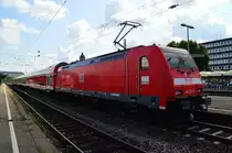 Der Schieber 146 217 der RB nach Osterburken bei der Einfahrt in den Heilbronner Hbf. 21.8.2014