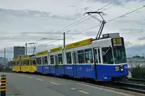 Be 4/8 259 im BTB Look zusammen mit dem Be 4/6 105 im BEB Look auf der Linie 10 kurz vor der Haltestelle M-Parc. Die Aufnahme stammt vom 20.08.2014.