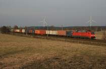 152 141 mit IKE 50115 (Maschen–Kornwestheim) am 18.03.2010 zwischen Maschen und Jesteburg