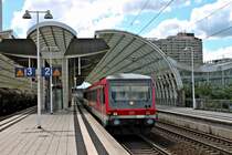 Am 24.05.2014 fuhr 628 905 als Nahverkerhszug nach Mannheim Hbf aus Ludwigshafen (Rhein) Mitte aus.