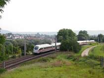411 081 als ICE 2902 (Ersatzzug für ICE 1008) von München nach Berlin Gesundbrunnen. Aufgenommen am 09.09.14 zwischen Ellingen und Pleinfeld.