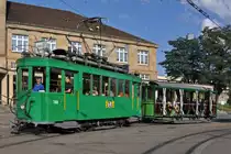 Be 2/2 190 zusammen mit dem B2 281 auf einer Extrafahrt am Badischen Bahnhof. Die Aufnahme stammt vom 06.09.2014.