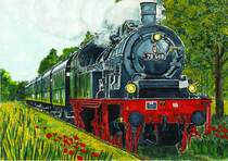 Da steht sie 2011, die Dampflok 78 468 der ET (Eisenbahn-Tradition e. V., Lengerich) abfahrtsbereit mit einem Sonderfahrt Lengerich-Altenbeken auf Bahnhof Lengerich Hohne .

Das Aquarell basiert auf einem Foto von Date Jan de Vries.