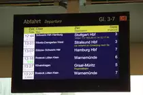 Abfahrten ab Rostock Hbf.19.09.2014 mit IC 2213 Binz-Stuttgart gab es sp�ter dann noch Probelme und fuhr dann gegen 13:05 Uhr ab Grund war eine technische St�rung zwischen Lok und Steuerwagen.