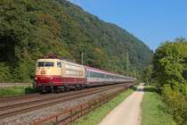 Am 17.9.2014 herrschte schon ein bisschen Herbststimmung am Rhein, als der IC 119 mit etwa 10 Minuten Verspätung Stolzenfels ansteuerte