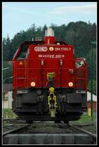 Frontalansicht der GKB 1700.1 (MaK G 1700 BB), aufgenommen am 26.5.2006 am Bahnhof in Wies-Eibiswald.