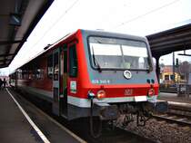 VT 628 346-9 am 04.01.07 auf Gleis 3 des Aalener Bahnhofs. Dieser Triebzug fuhr um 15:07 als IRE von Aalen nach Ulm HBF.