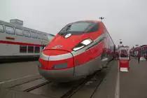 Der FRECCIAROSSA 1000 (FS ETR 1000) vom Firmenkonsortium Bombardier Transportation und AnsaldoBreda gesehen am 26.09.2014 auf der InnoTrans 2014 in Berlin 