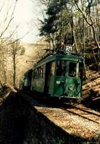 Triebwagen Be 2/2  182  der Basler Strassenbahn unterwegs auf der Touristikbahn Bloney Chamby im Aug.1985