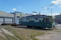 STRASSENBAHNBETRIEBE IN POLEN
Historische Strassenbahnen LODZ
Ein Arbeitszug bestend aus dem Motorwagen 22103 und einem Arbeitswagen aufgenommen vor dem Trammuseum Lodz am 20. August 2014.  
Foto: Walter Ruetsch