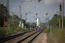 Formsignale ,nödliche Ausfahrgleise ,Bahnhof  Altenburg. 27.09.2014 15:45 Uhr.