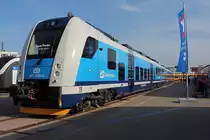 Der Austeller Skoda Transportation zeigt auf der InnoTrans am 28.09.2014 In Berlin den Elektrotriebzug „Regio Panter“ 641 005-4 für die tschechische Eisenbahn.