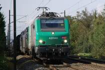SNCF 437040. Auf der Fahrt nach Mulhouse habe ich den heranbrausenden G�terzug im Bild festgehalten. 12.10.2006